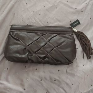 Express 11×6.5  Brown Leather Clutch NWT